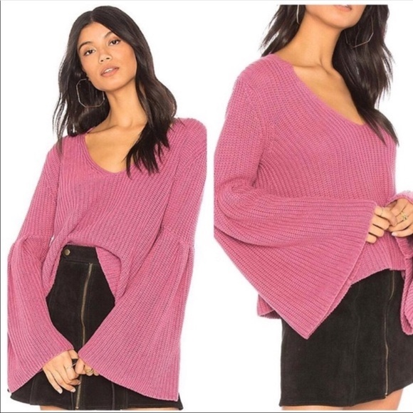 Free People Sweaters - Free People Damsel Bell Sleeve Sweater in Pink Med